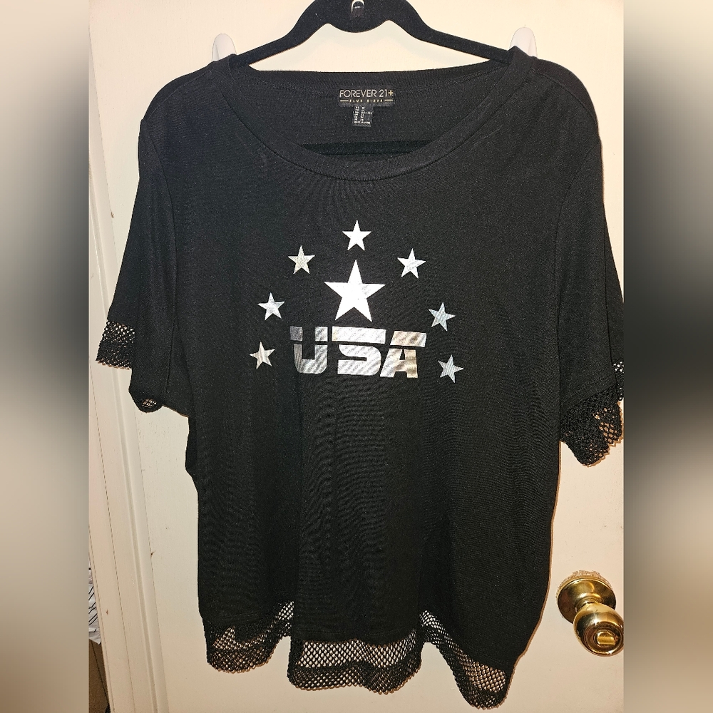 Forever 21 Metallic USA Tee